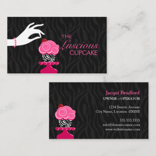 Whimsical Zebra Cupcake Bakery Business Card