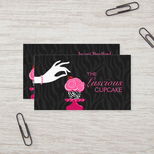 Customizable Whimsical Zebra Cupcake Bakery Business Cards