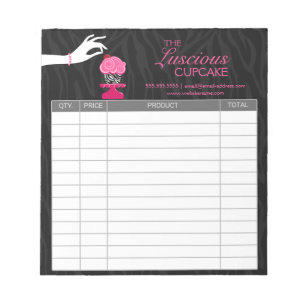 Whimsical Zebra Cupcake Bakery Receipts Notepad