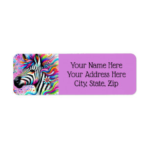 Whimsical Zebra Floral Pink Teal Green Daisy Label