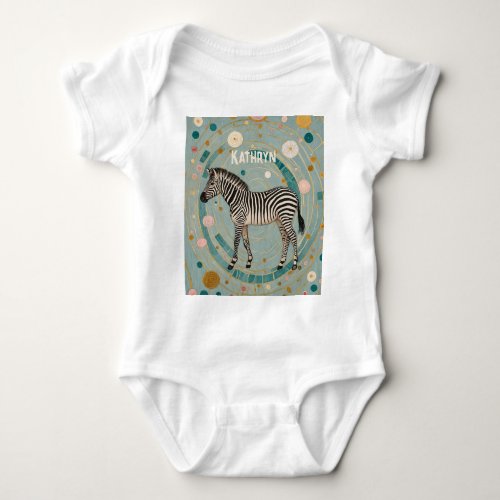 Whimsical Zebra Personalized Baby Bodysuit