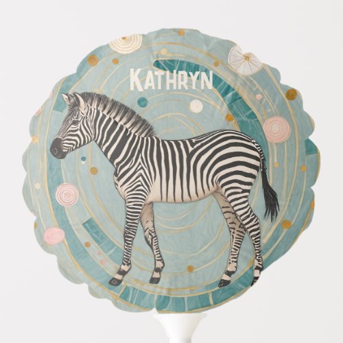 Whimsical Zebra Personalized Balloon