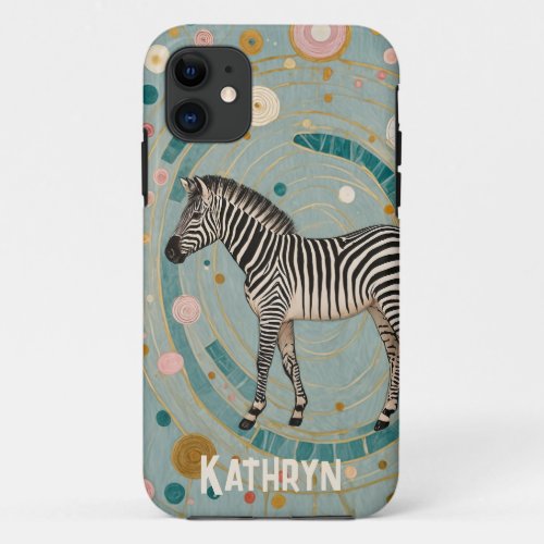 Whimsical Zebra Personalized iPhone 11 Case