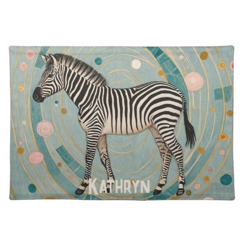 Whimsical Zebra Personalized Cloth Placemat