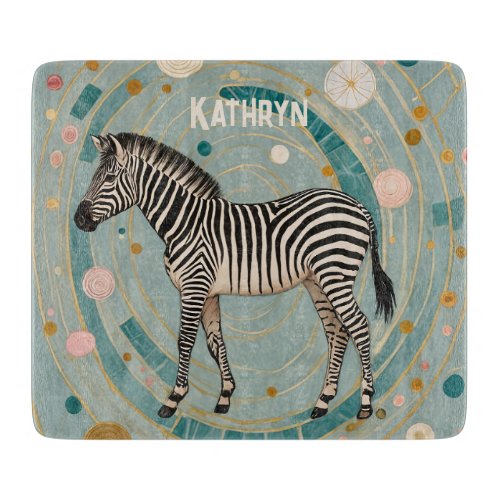 Whimsical Zebra Personalized Cutting Board