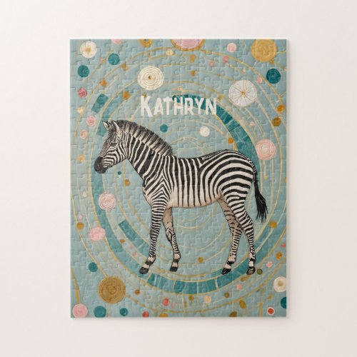 Whimsical Zebra Personalized Jigsaw Puzzle