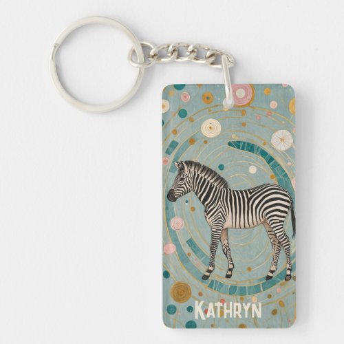 Whimsical Zebra Personalized Keychain