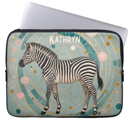 Whimsical Zebra Personalized Laptop Sleeve