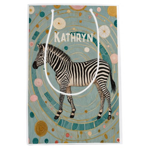 Whimsical Zebra Personalized Medium Gift Bag