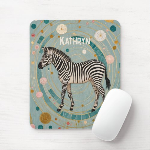 Whimsical Zebra Personalized Mouse Pad