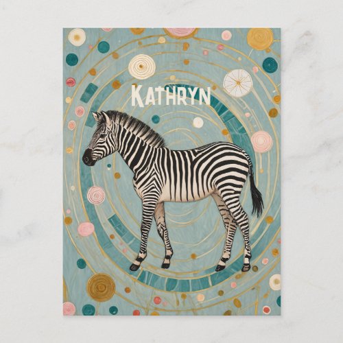 Whimsical Zebra Personalized Postcard