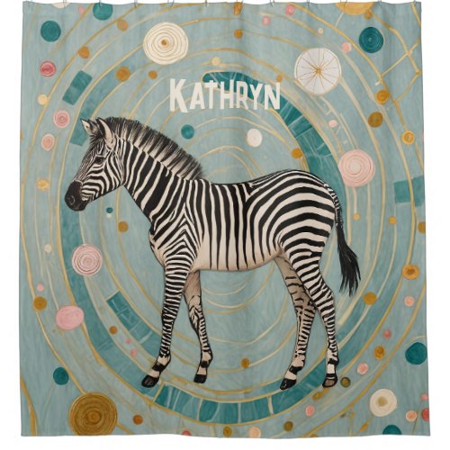 Whimsical Zebra Personalized Shower Curtain