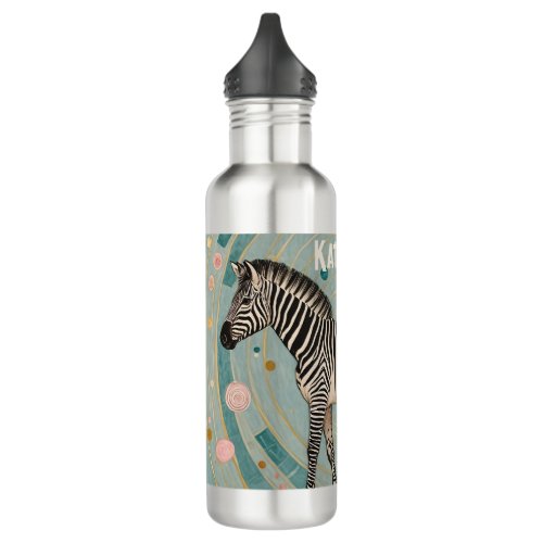 Whimsical Zebra Personalized Stainless Steel Water Bottle