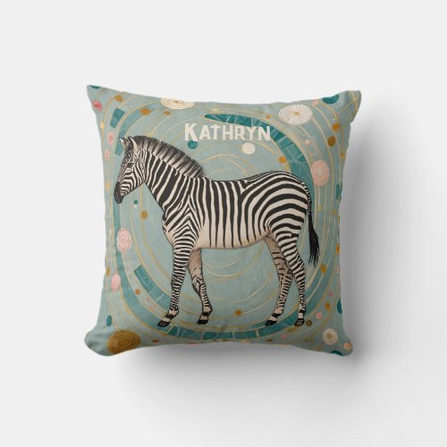 Whimsical Zebra Personalized Throw Pillow