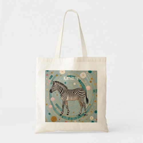 Whimsical Zebra Personalized Tote Bag