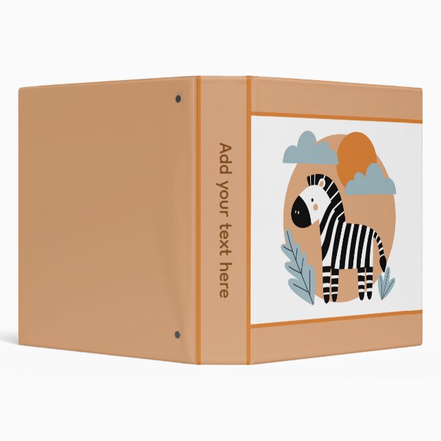 Whimsical Zebra Scandinavian Influenced 3 Ring Binder (Background)