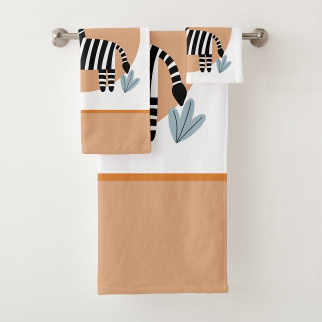 Whimsical Zebra Scandinavian Influenced Bath Towel Set (Insitu)