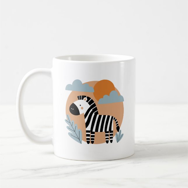 Whimsical Zebra Scandinavian Influenced Coffee Mug (Left)
