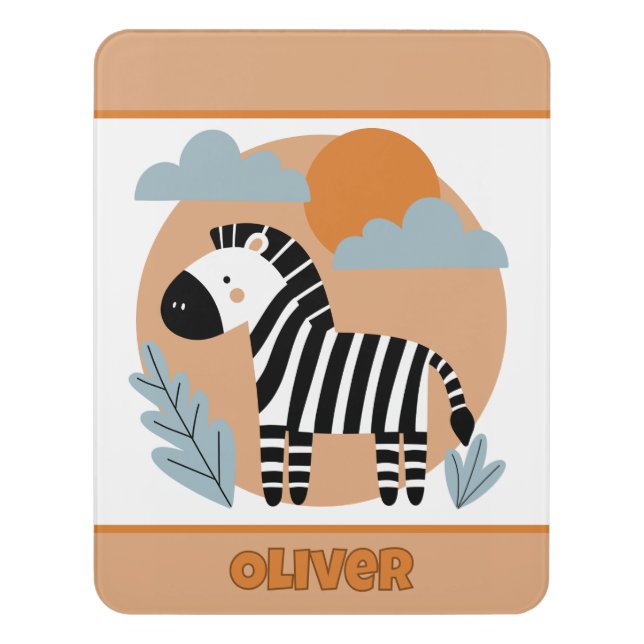 Whimsical Zebra Scandinavian Influenced Door Sign (Contemporary Vert)