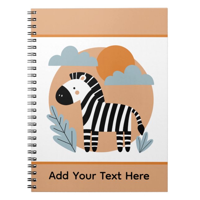 Whimsical Zebra Scandinavian Influenced Notebook (Front)