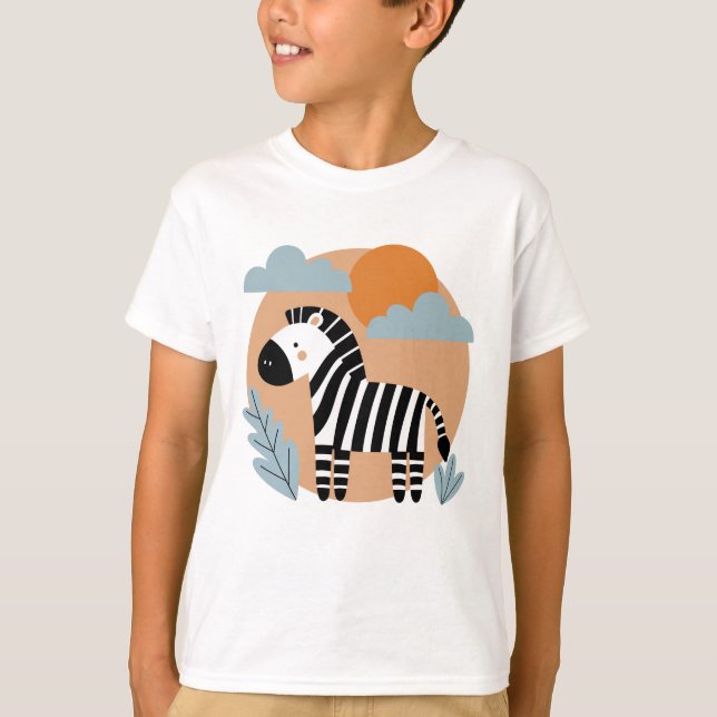Whimsical Zebra Scandinavian Influenced T-Shirt (Front)