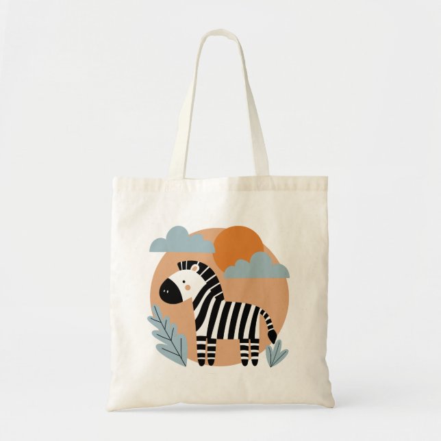 Whimsical Zebra Scandinavian Influenced Tote Bag (Front)