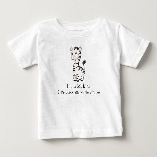 Whimsical Zebra - Watercolor Print Baby T-Shirt (Front)