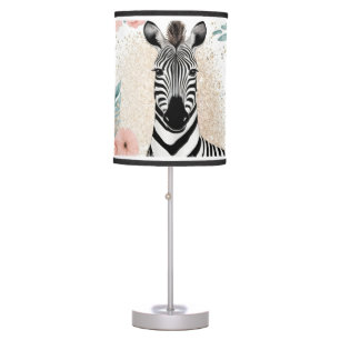 Whimsical Zebras and Floral Fantasy Table Lamp