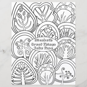 Whimsical Zen Doodle Trees Quote Name Coloring