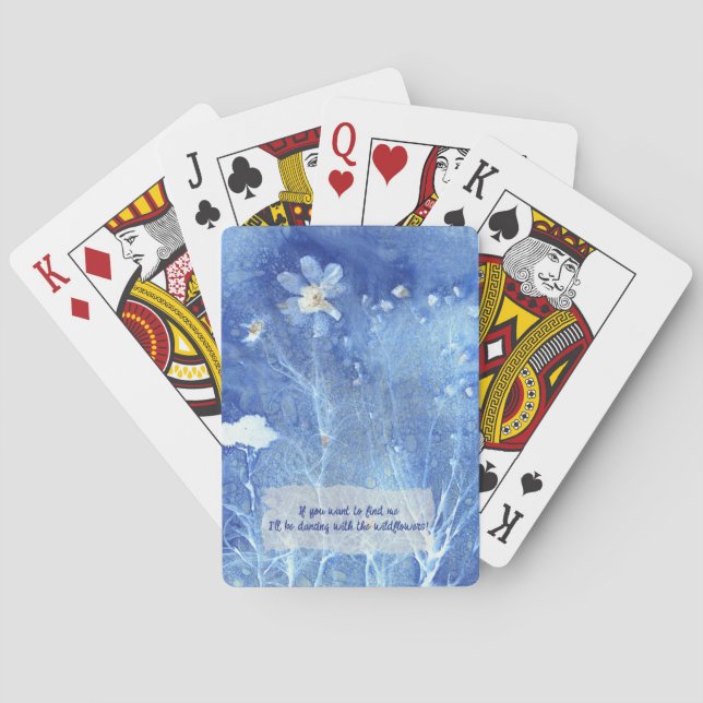 Whimsical Zen Quote Watercolor Floral Poker Cards (Back)