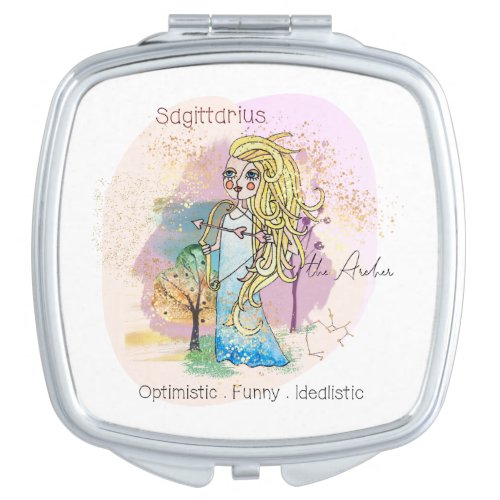 Whimsical Zodiac Sagittarius Characteristics Compact Mirror