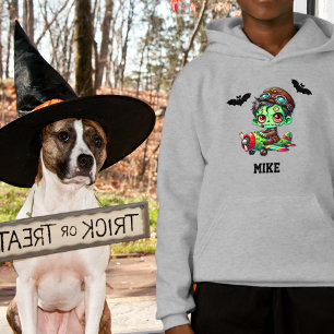 Whimsical Zombie Airplane Bat Watercolor Halloween Hoodie