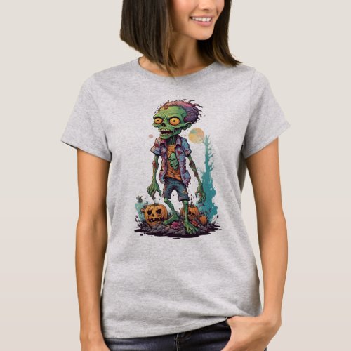 Whimsical Zombie Halloween T_Shirt