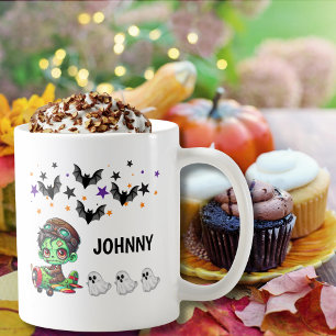 Whimsical Zombie Pilot & Airplane Funny Halloween  Coffee Mug