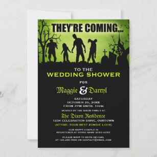 Whimsical Zombie Wedding Shower Invitations