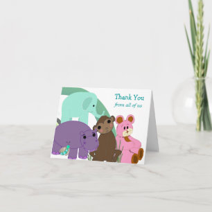 Whimsical Zoo AnimalsThank You Thank You Card