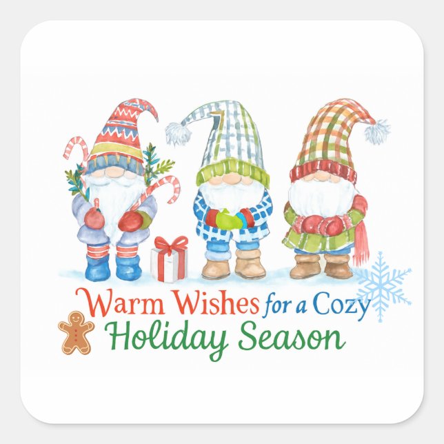 Whimsicale wishes for  cozy holiday season square sticker (Front)