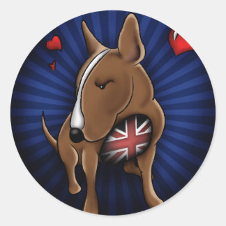 Whimsically Cute English Bull Terrier Illustration Classic Round Sticker