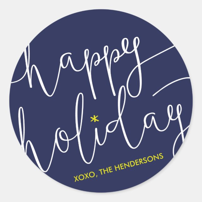 Whimsically Scripted Happy Holidays Sticker (Front)