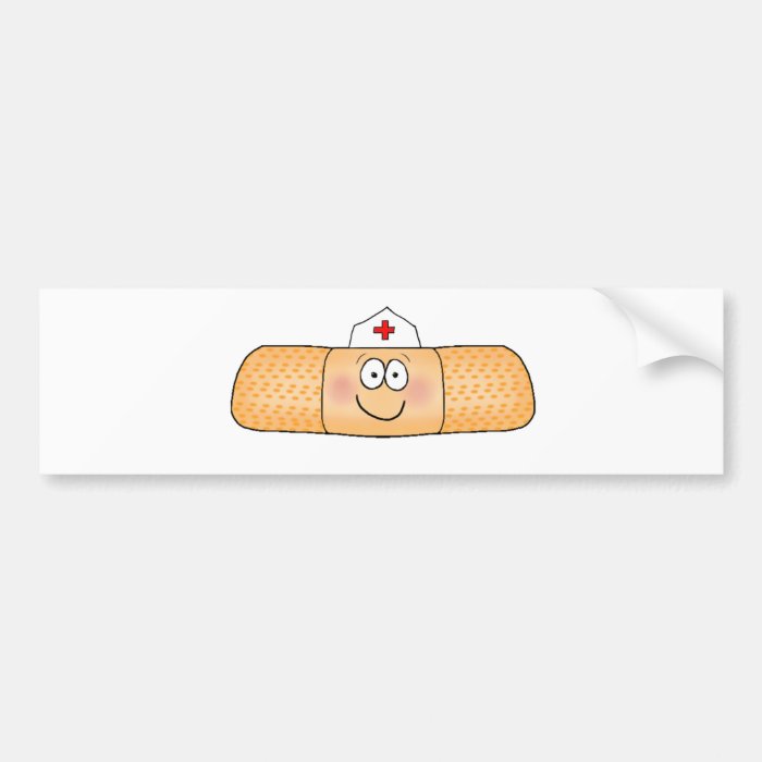 Whimsicla Band Aid Bandage with Nurse Hat Cute Bumper Sticker