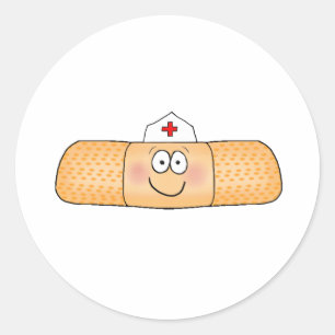 Whimsicla Band Aid Bandage with Nurse Hat Cute Classic Round Sticker