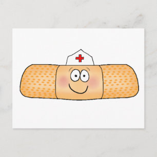 Whimsicla Band Aid Bandage with Nurse Hat Cute Postcard