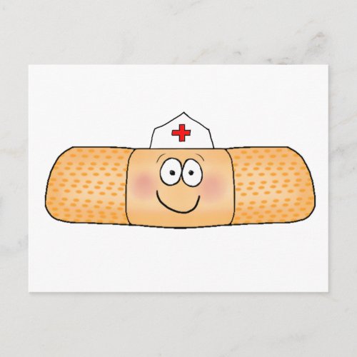 Whimsicla Band Aid Bandage with Nurse Hat Cute Postcard