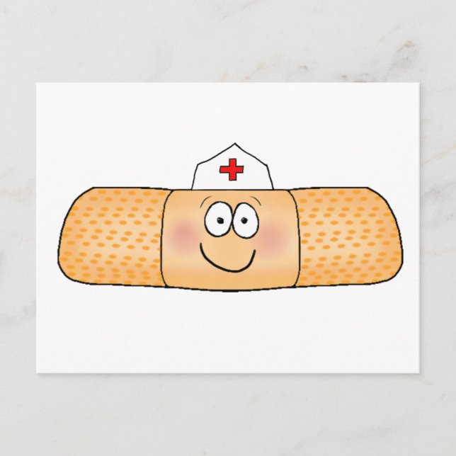 Whimsicla Band Aid Bandage with Nurse Hat Cute Postcard (Front)