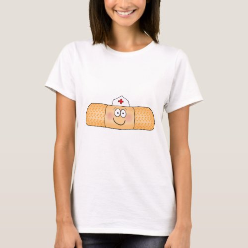 Whimsicla Band Aid Bandage with Nurse Hat Cute T_Shirt