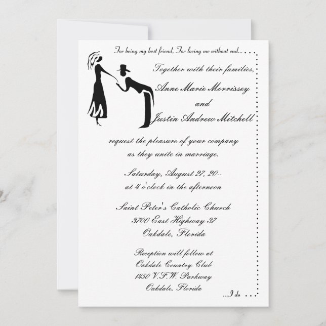 Whimsicle Couple SILHOUETTE Wedding Invitations (Front)