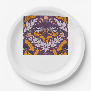Whimsigoth Butterfly Florals - Purple, Lavender An Paper Plates