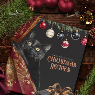 Whimsigoth Christmas Black Cat Recipe Binder