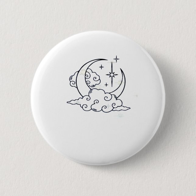 Whimsigoth Clouds Moon Witchy Classic Button (Front)