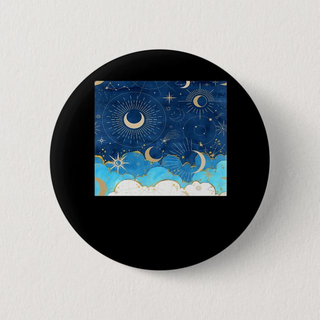 Whimsigoth Clouds Sun Moon Witchy Classic Button (Front)